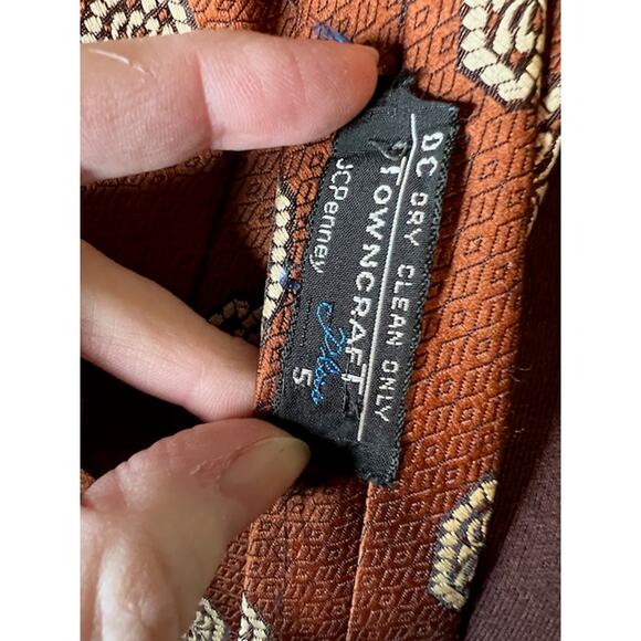 tie 1970s bronze brown geometric - Picture 5 of 9